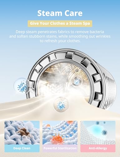 COMFEE' Freestanding Washing Machine,10KG Load,A-10% Class, 1400RPM, Steam Care,BLDC Motor,Woolmark,Touch Panel,White-CFP03EW100W-UK - Image 4