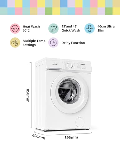 COMFEE' Freestanding Washing Machine,6KG Load,Heat Wash 90℃,Quick Wash,15 Washing Programs,White-CFE10EW60/W - Image 2