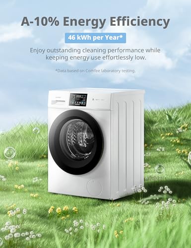 COMFEE' Freestanding Washing Machine,10KG Load,A-10% Class, 1400RPM, Steam Care,BLDC Motor,Woolmark,Touch Panel,White-CFP03EW100W-UK - Image 3